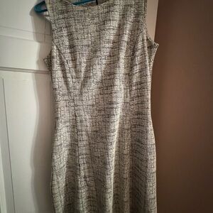 Tahari Women's Black and White Tweed Midi Dress